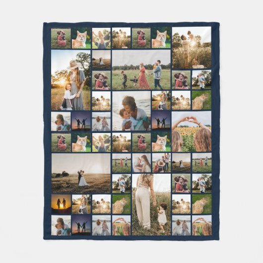 Eenvoudige foto Collage Aangepaste kleur Aangepast Fleece Deken (Voorkant)