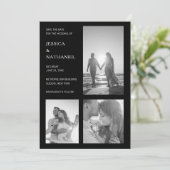 Eenvoudige foto Collage Black Modern Wedding Save The Date (Staand voorkant)