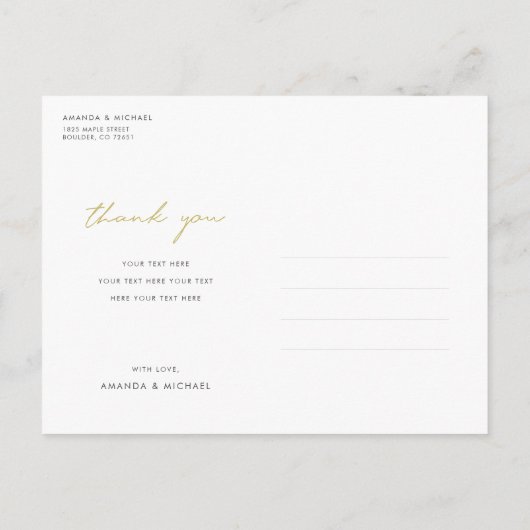 Eenvoudige foto collage bruiloft dank u Briefkaart (Achterkant)