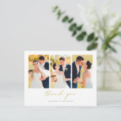 Eenvoudige foto collage bruiloft dank u Briefkaart (Staand voorkant)