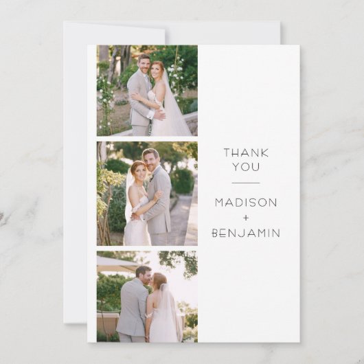 Eenvoudige foto collage bruiloft dank u kaart (Voorkant)