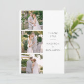 Eenvoudige foto collage bruiloft dank u kaart (Staand voorkant)