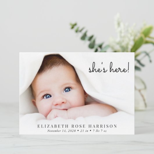 Eenvoudige foto-collage geboorte aankondiging (Staand voorkant)