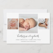 Eenvoudige foto-collage geboorte aankondiging (Achterkant)