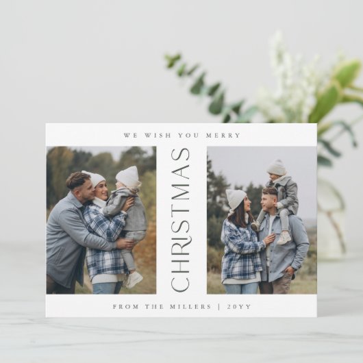 Eenvoudige Foto Collage Kerst Kaart (Staand voorkant)