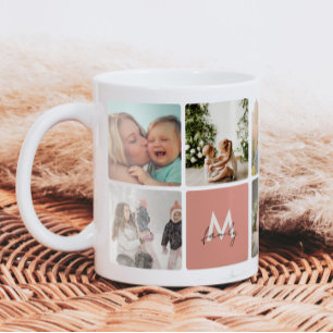 Eenvoudige foto Collage Modern Family Mam Pap Kind Koffiemok