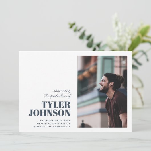 Eenvoudige foto College afstuderen aankondiging (Staand voorkant)