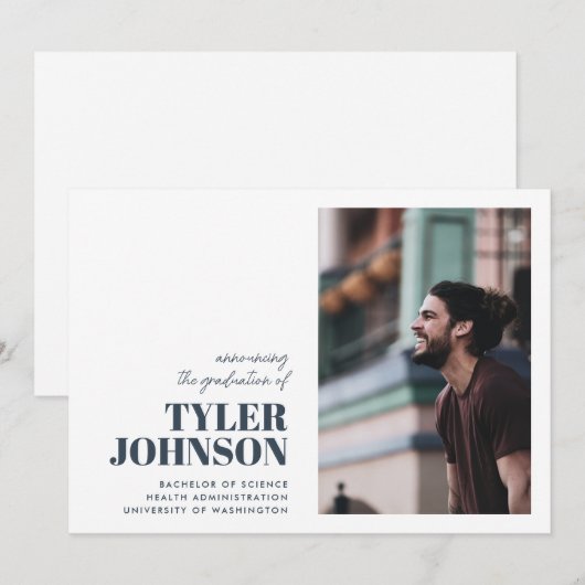 Eenvoudige foto College afstuderen aankondiging (Voorkant / Achterkant)