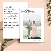 Eenvoudige foto dank je trouwdag bedankkaart