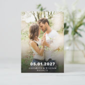 Eenvoudige foto De datum opslaan | huwelijksaankon Kaart (Staand voorkant)