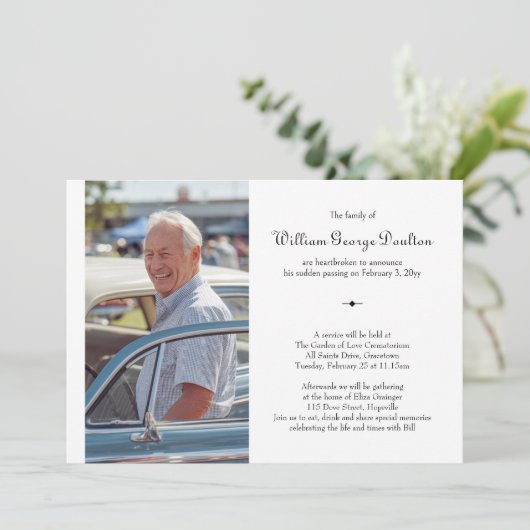Eenvoudige foto Death Notice en begrafenis Kaart (Staand voorkant)