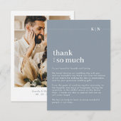 Eenvoudige foto Dusty Blue Monogram bruiloft Bedankkaart (Voorkant / Achterkant)