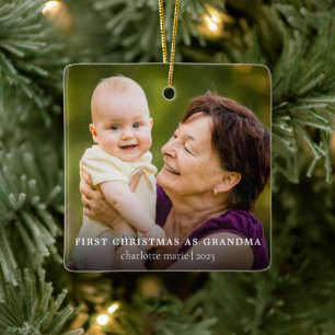 Eenvoudige foto Eerste Kerstmis als oma Keramisch Ornament