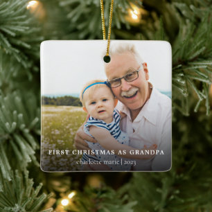 Eenvoudige foto Eerste Kerstmis als opa Keramisch Ornament