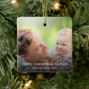 Eenvoudige foto Eerste Kerstmis als papa Keramisch Ornament