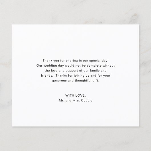 Eenvoudige foto Elegant budget bruiloft dank u kaa (Achterkant)