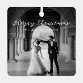 Eenvoudige foto Elegant Kerstmis Metalen Ornament (Achterkant)