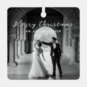 Eenvoudige foto Elegant Kerstmis Metalen Ornament (Voorkant)