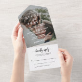 Eenvoudige foto Elegant Modern Wedding All In One Uitnodiging (Afscheurbaar)