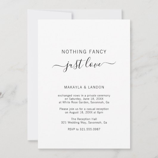 Eenvoudige foto Elegant Modern Wedding Reception Kaart (Voorkant)