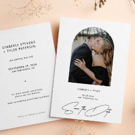 Eenvoudige foto-elegant script bruiloft save the date
