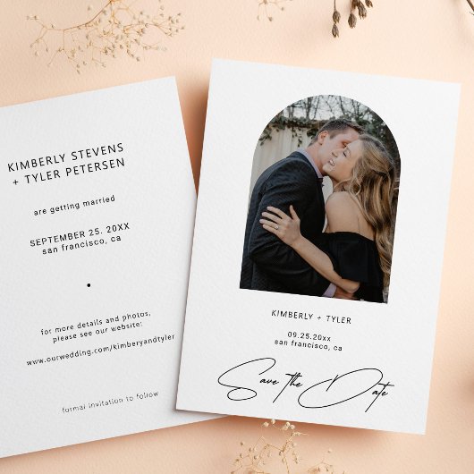 Eenvoudige foto-elegant script bruiloft save the date