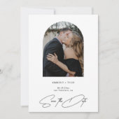 Eenvoudige foto-elegant script bruiloft save the date (Voorkant)