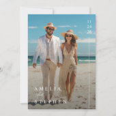 Eenvoudige foto Elegant strand bruiloft Kaart (Voorkant)