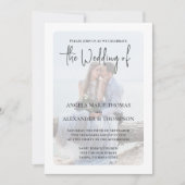 Eenvoudige foto Elegant Turquoise QR Code RSVP Oce Kaart (Voorkant)