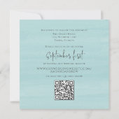 Eenvoudige foto Elegant Turquoise QR Code RSVP Oce Kaart (Achterkant)