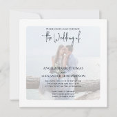 Eenvoudige foto Elegant Turquoise QR Code RSVP Oce Kaart (Voorkant)