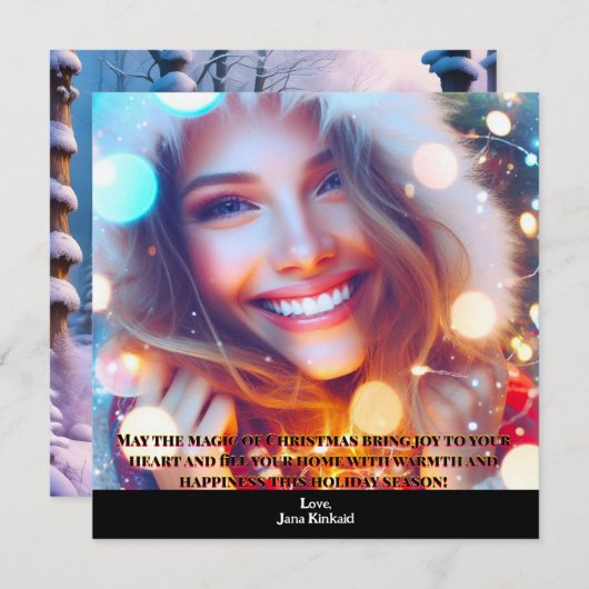 Eenvoudige foto Elegante Kerst Kaart (Voorkant / Achterkant)