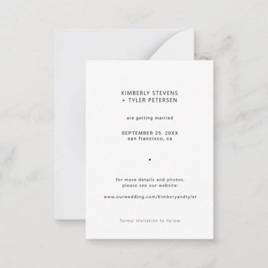 Eenvoudige foto-elegante scriptbruiloft slaat de d notitiekaartje (Achterkant)