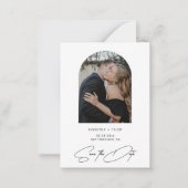 Eenvoudige foto-elegante scriptbruiloft slaat de d notitiekaartje (Voorkant)