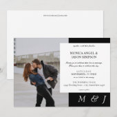 Eenvoudige foto elegante zwart-wit bruiloft kaart (Voorkant / Achterkant)