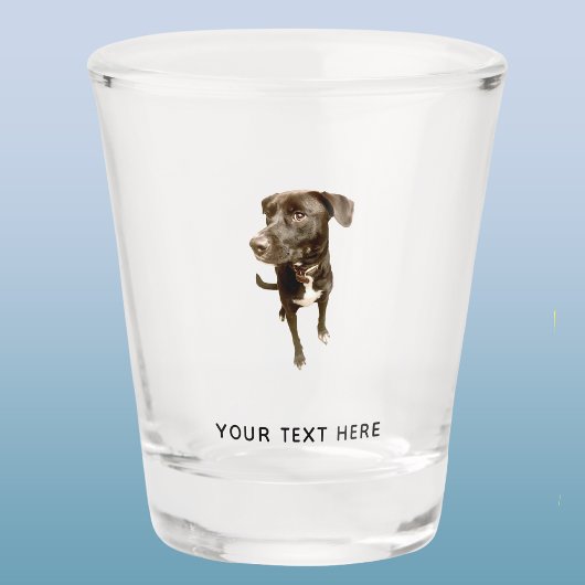 Eenvoudige foto en aangepaste tekst shot glas