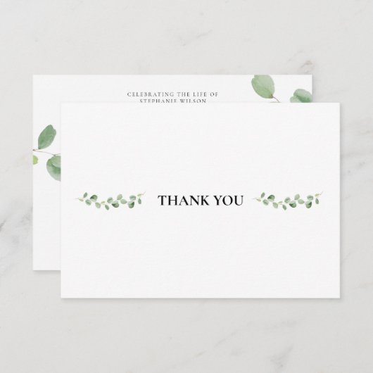 Eenvoudige foto en groene begrafenis Dank u Bedankkaart (Voorkant / Achterkant)