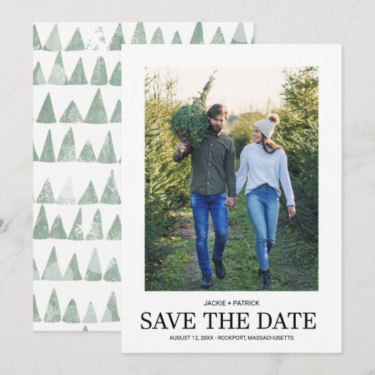Eenvoudige foto en Typografie Weddenschap Save The Date (Voorkant / Achterkant)
