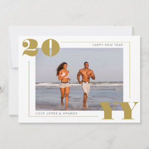 Eenvoudige foto en vet goud 2024 Nieuwjaar Feestdagenkaart