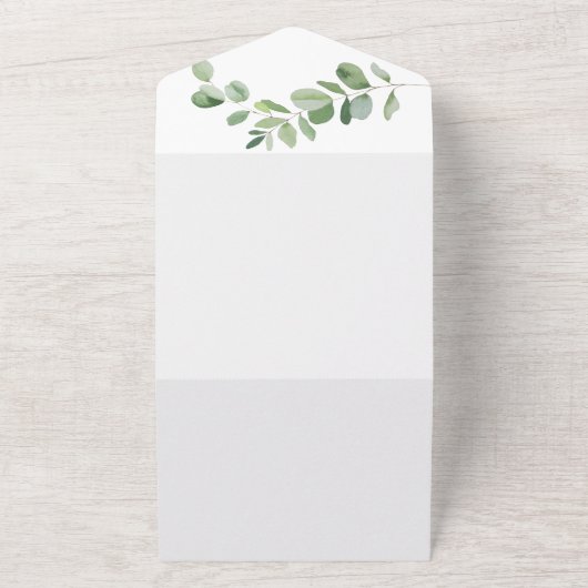 Eenvoudige foto Eucalyptus Beide ouders bruiloft All In One Uitnodiging (Buitenkant)