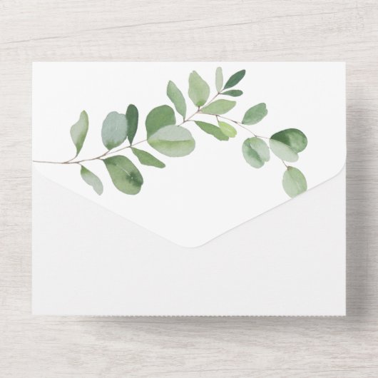 Eenvoudige foto Eucalyptus Beide ouders bruiloft All In One Uitnodiging (Achterkant)