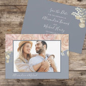 Eenvoudige foto Floral Dusty Blue Blush Flower Save The Date