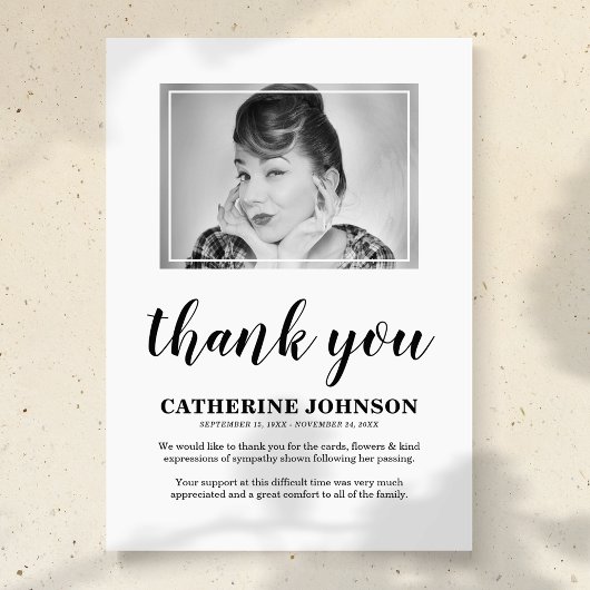 Eenvoudige foto Funeral - Hartelijk dank Bedankkaart