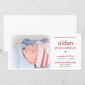 Eenvoudige foto geboorteaankondiging jongetje | Ro Aankondiging (Voorkant / Achterkant)