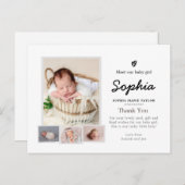 Eenvoudige foto-geboorteaankondiging, nieuw briefk briefkaart (Voorkant / Achterkant)