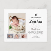 Eenvoudige foto-geboorteaankondiging, nieuw briefk briefkaart (Voorkant)