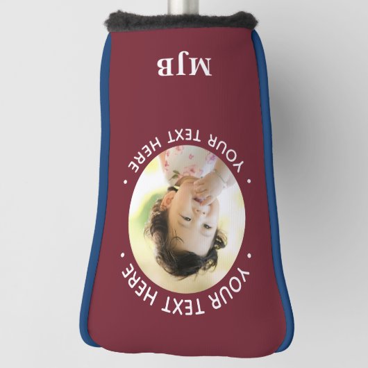 Eenvoudige Foto Gepersonaliseerd Monogram 3 Initia Golfheadcover (Draai 90)