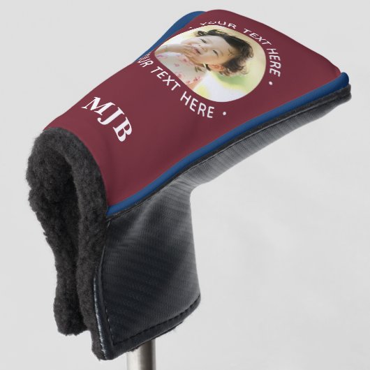 Eenvoudige Foto Gepersonaliseerd Monogram 3 Initia Golfheadcover (3/4 voorkant)