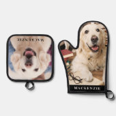 Eenvoudige foto gepersonaliseerde aangepaste kleur ovenwant & pannenlap set (Voorkant)