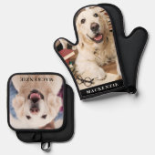 Eenvoudige foto gepersonaliseerde aangepaste kleur ovenwant & pannenlap set (Voorkant / Achterkant)